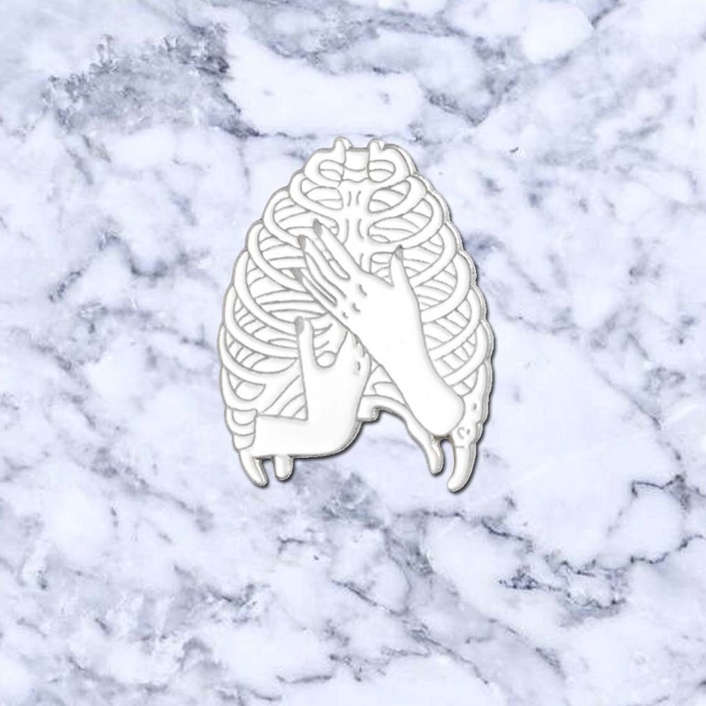 Silver Ribcage Enamel Pin